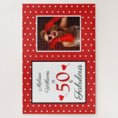 50 en Fabulous Name Photo 50th Birthday W Red LG Legpuzzel (Verticaal)