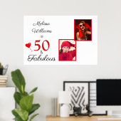 50 en Fabulous Name Two Photos 50th Birthday LG Poster (Thuiskantoor)