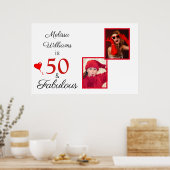 50 en Fabulous Name Two Photos 50th Birthday LG Poster (Keuken)