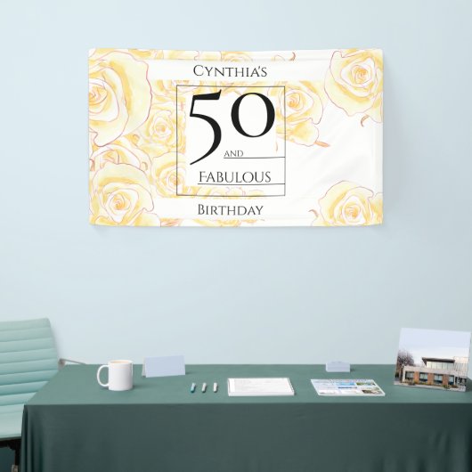 50 en Fabulous Name Yellow Rose Floral Black Spandoek (Beurs)