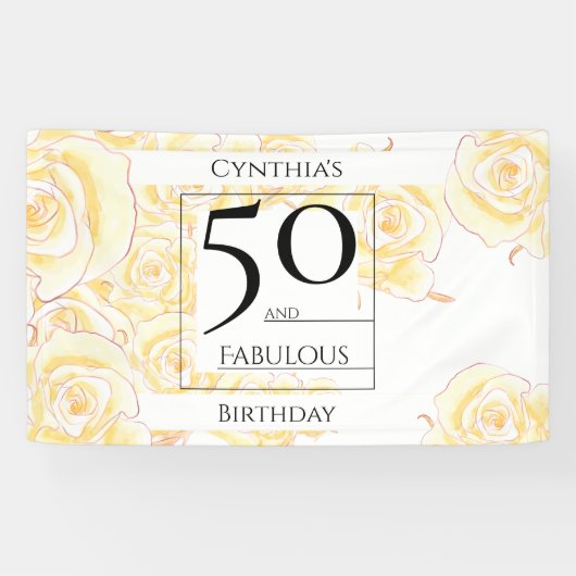 50 en Fabulous Name Yellow Rose Floral Black Spandoek (Horizontaal)