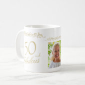 50 en Fabulous Ornament 50th Birthday Foto Koffiemok (Voorkant links)