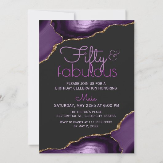 50 en Fabulous Paars Agate Kaart (Voorkant)