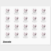 50 en Fabulous Paars Glitter Custom Name Ronde Sticker (Vel)