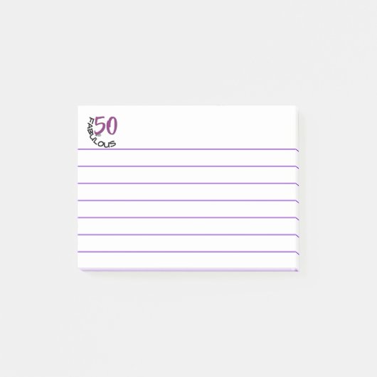 "50 en Fabulous" | Paarse en zwarte typografie Post-it® Notes (Voorkant)
