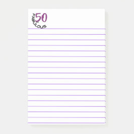 "50 en Fabulous" | Paarse en zwarte typografie Post-it® Notes