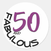 "50 en Fabulous" | Paarse en zwarte typografie Ronde Sticker (Voorkant)