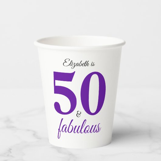 50 En Fabulous Paarse Papieren Bekers (Voorkant)