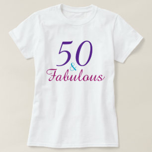 50 en Fabulous Paarse Roze Blauw Custom T-shirt