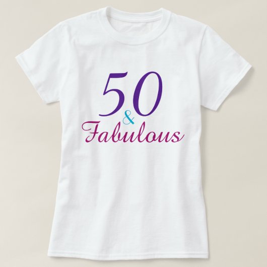 50 en Fabulous Paarse Roze Blauw Custom T-shirt (Design voorkant)