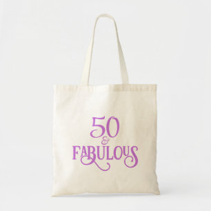 50 en Fabulous Paarse Typografie Tote Bag