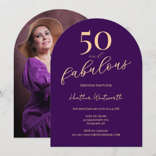 50 en Fabulous Paarse Vijftigste Verjaardag Foto Kaart