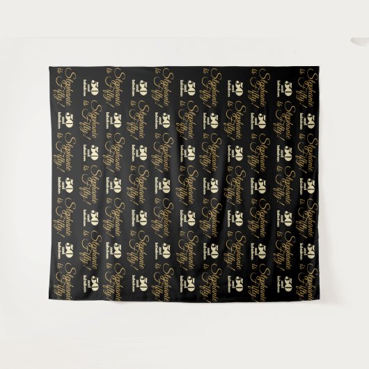 50 en Fabulous Party Backdrop Step en Herhaal Wandkleed (Voorkant (horizontaal))