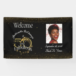 50 en Fabulous Party Gepersonaliseerde naam Black  Spandoek