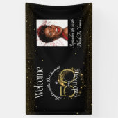 50 en Fabulous Party Gepersonaliseerde naam Black  Spandoek (Verticaal)