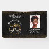 50 en Fabulous Party Gepersonaliseerde naam Black  Spandoek (Horizontaal)