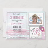 50- en Fabulous Party Invitation Roze Kaart (Voorkant)