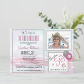 50- en Fabulous Party Invitation Roze Kaart (Staand voorkant)