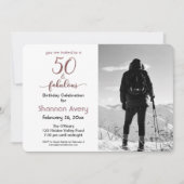 50 en Fabulous Party met Faux Roos Gold & Photo Kaart (Voorkant)