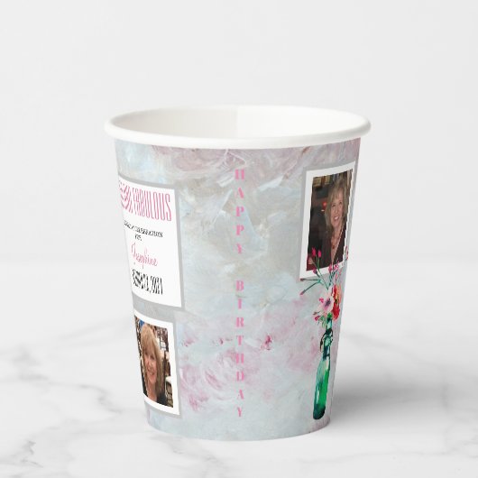 50- en Fabulous Party Photo Collage Paper cup Papieren Bekers (Links)