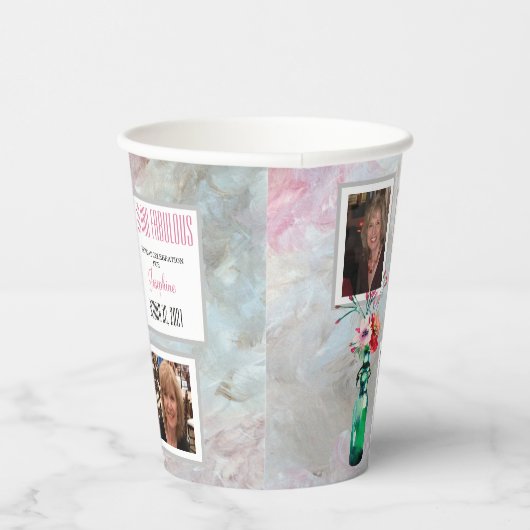 50- en Fabulous Party Photo Collage Paper cup Papieren Bekers (Rechts)
