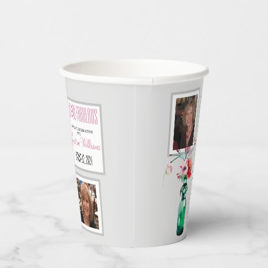 50- en Fabulous Party Photo Collage Paper cup Papieren Bekers (Rechts)