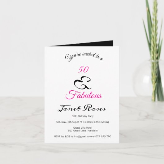 50 en Fabulous Personal 50th Birthday Folded (Voorkant)
