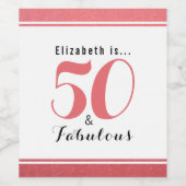 50 en Fabulous Personal Name Modern Wijn Etiket (Enkel label)