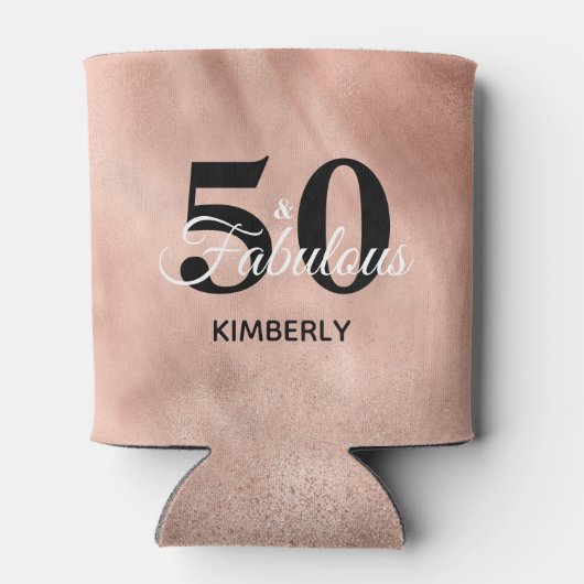 50 en Fabulous Personal Roos Gold Birthday Blikjeskoeler (Achterkant)