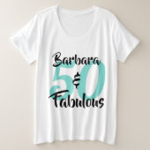 50 en Fabulous Personalized Birthday Party Grote Maat T-shirt (Design voorkant)