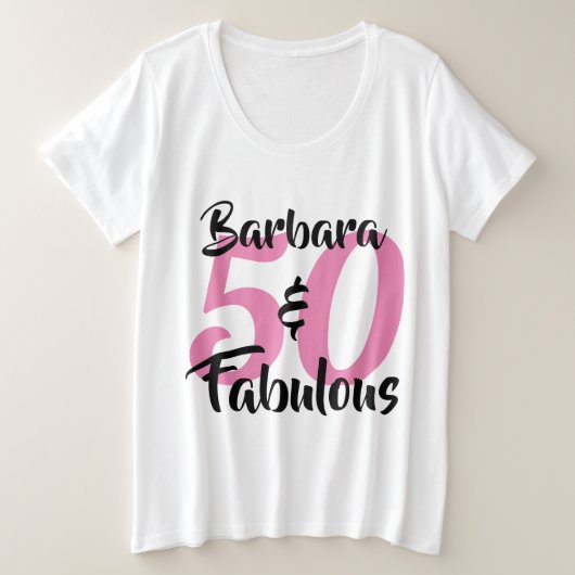 50 en Fabulous Personalized Birthday Party Grote Maat T-shirt (Design voorkant)
