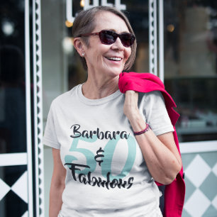 50 en Fabulous Personalized Birthday Party Grote Maat T-shirt