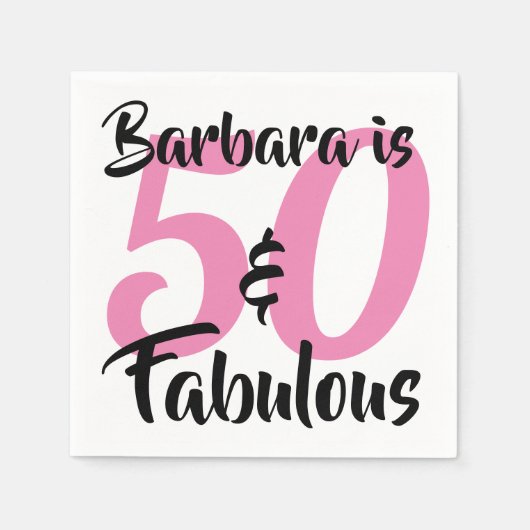 50 en Fabulous Personalized Birthday Party Servetten (Voorkant)