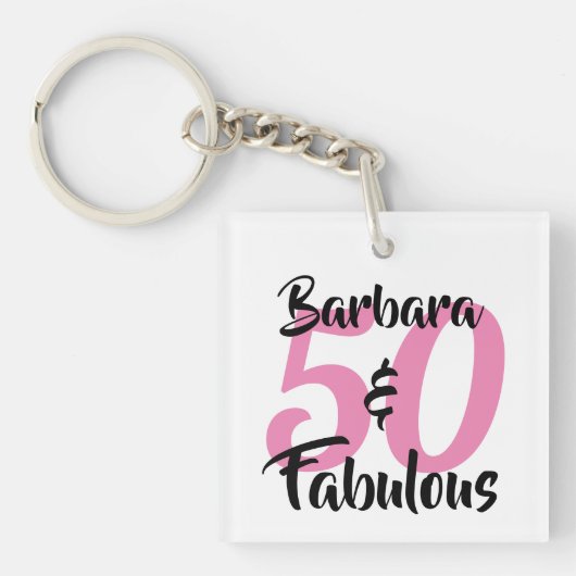 50 en Fabulous Personalized Birthday Party Sleutelhanger (voorkant)