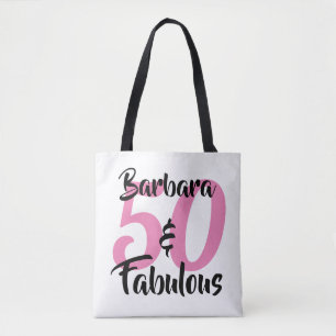 50 en Fabulous Personalized Birthday Party Tote Bag