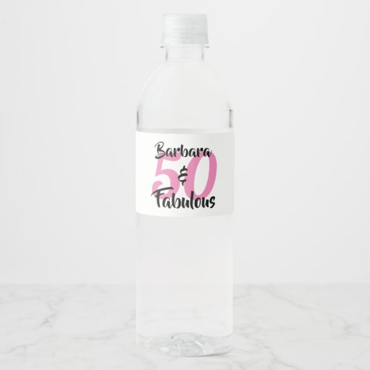 50 en Fabulous Personalized Birthday Party Waterfles Etiket (Voorkant)