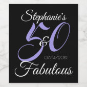 50 en Fabulous Personalized Birthday Party Wijn Etiket (Enkel label)
