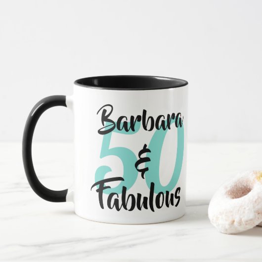 50 en Fabulous Persoonlijk Verjaardagsfeest Mok (Met donut)