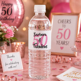 50 en Fabulous Persoonlijk Verjaardagsfeest Waterfles Etiket