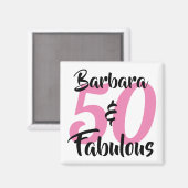 50 En Fabulous Persoonlijke Naam Verjaardag Roze Magneet (Voorkant / Achterkant)