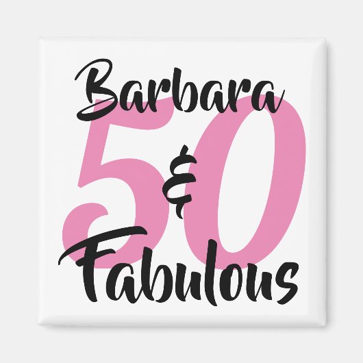 50 En Fabulous Persoonlijke Naam Verjaardag Roze Magneet (Voorkant)