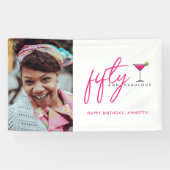 50 en Fabulous Photo Birthday Party Spandoek (Horizontaal)