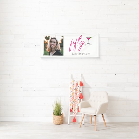 50 en Fabulous Photo Birthday Party Spandoek (Insitu)