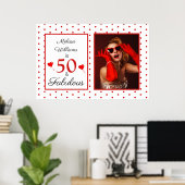 50 en Fabulous Photo Red 50e verjaardag WH Red LG Poster (Thuiskantoor)