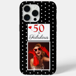 50 en Fabulous Photo Red 50th Birthday Black BKGD iPhone 15 Pro Max Hoesje