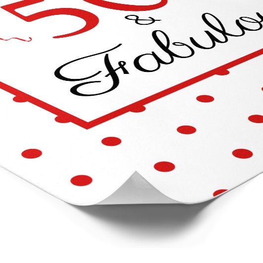 50 en Fabulous Photo Red 50th Birthday WH Red SM Poster (Hoek)