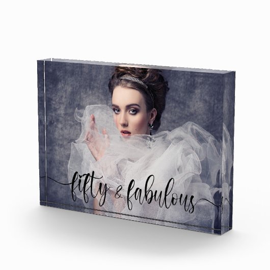 50 en Fabulous Pink 50th Birthday Gift Fotoblokken (Rechts)