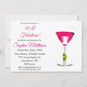 50 en Fabulous Pink 50th Birthday Invitation Kaart (Voorkant)