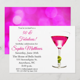 50 en Fabulous Pink 50th Birthday Invitation Kaart