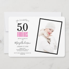 50 en Fabulous Pink 50th Birthday Party Kaart